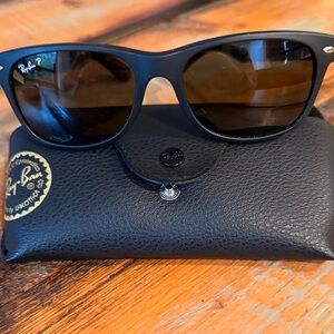 Ray-Ban New Wayfarer Matte Black Sunglasses with Dark Brown Lenses